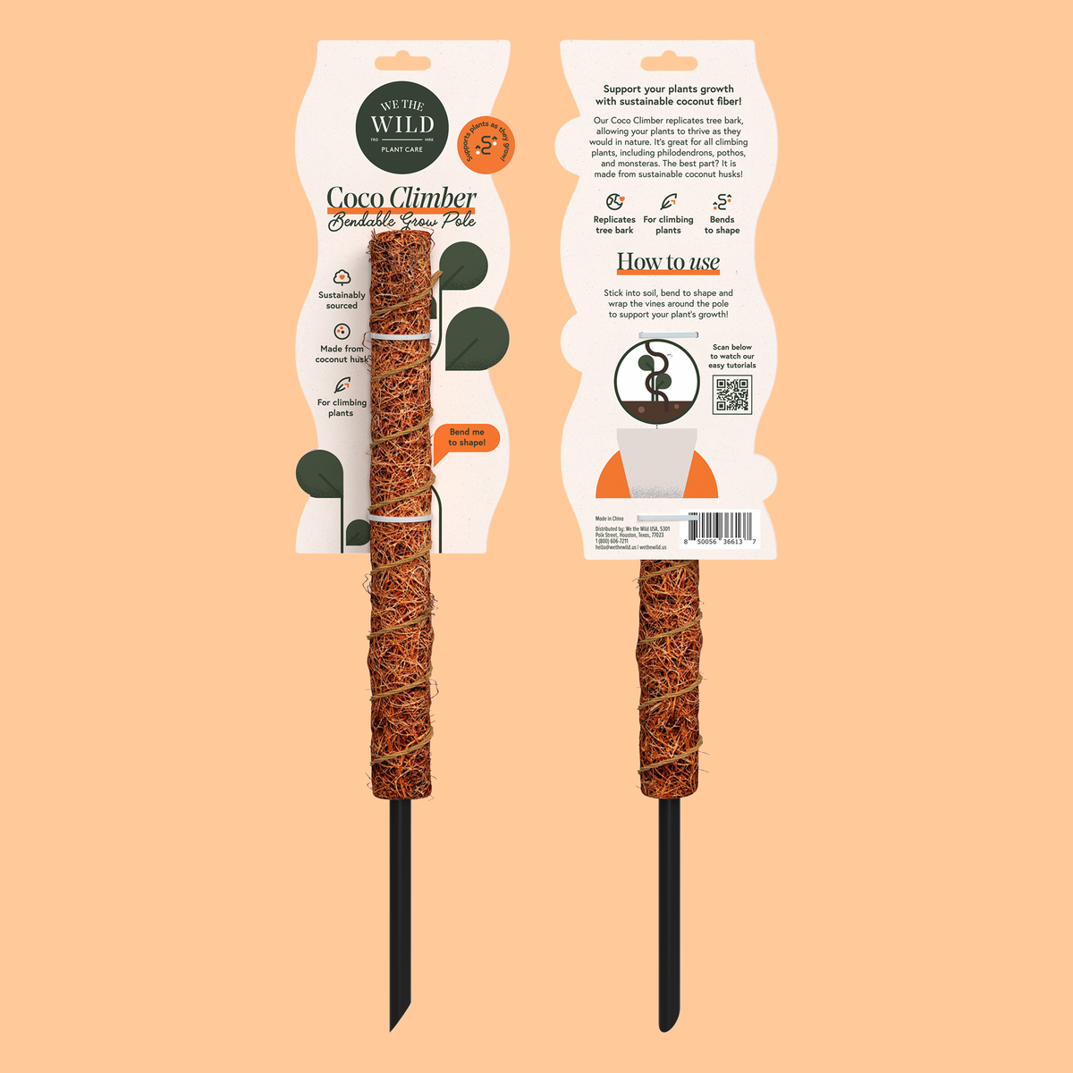 Coconut Coir Bendable Grow Pole 16"